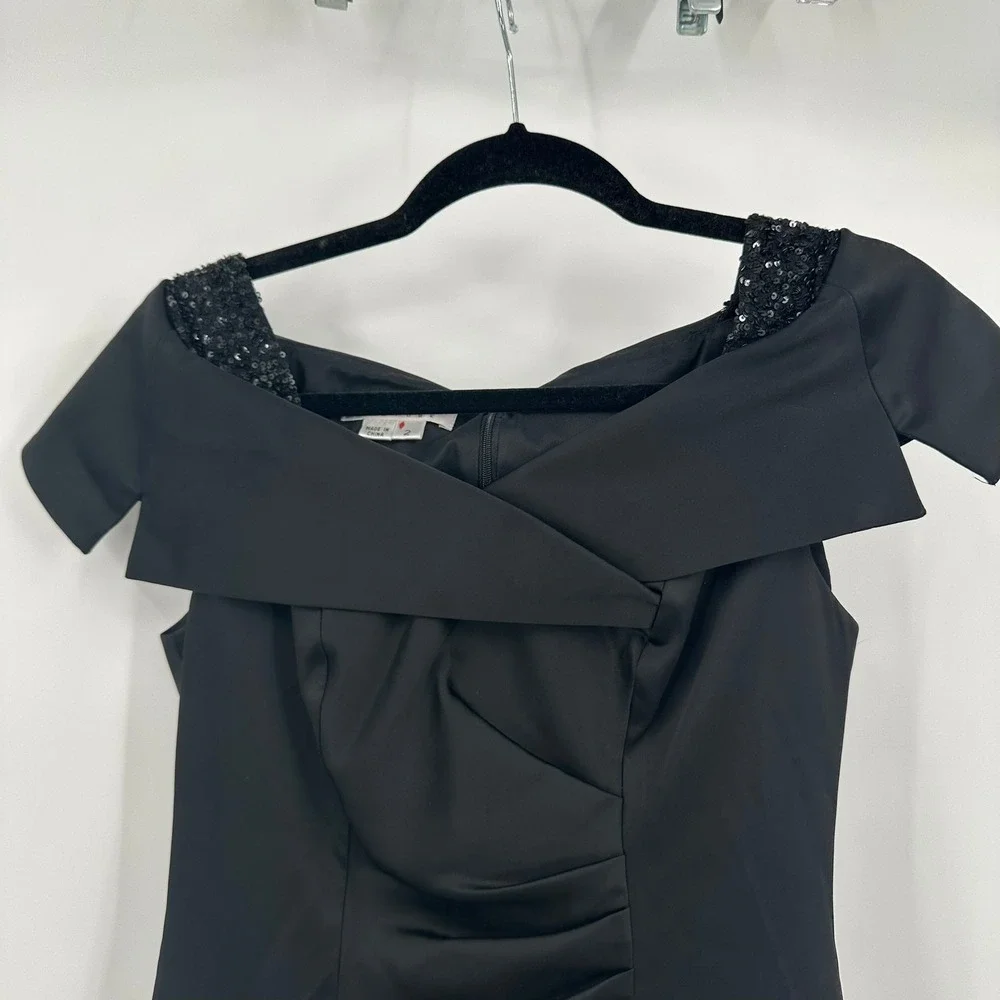 Kay Unger Old Money Evening Dress Size 2 LBD Gala Quiet Luxury Minimalist Black